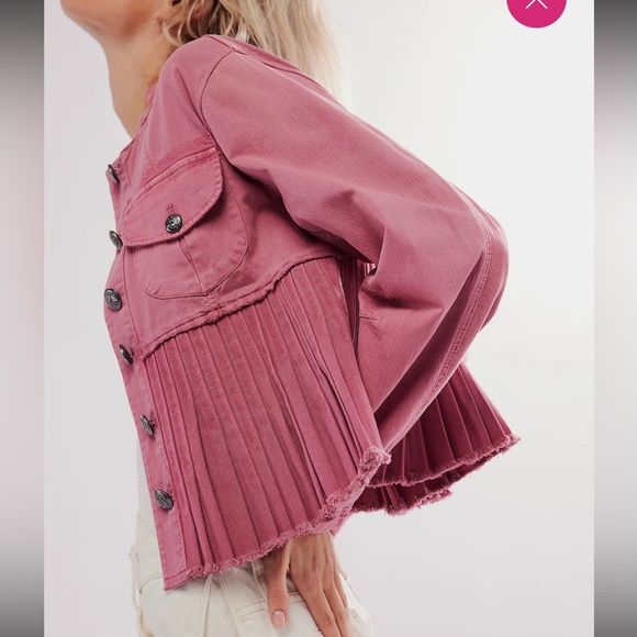 Free People Jackets & Blazers - Free People Military Style Cassidy Denim Jacket in Petal. Size XL. Retail $168